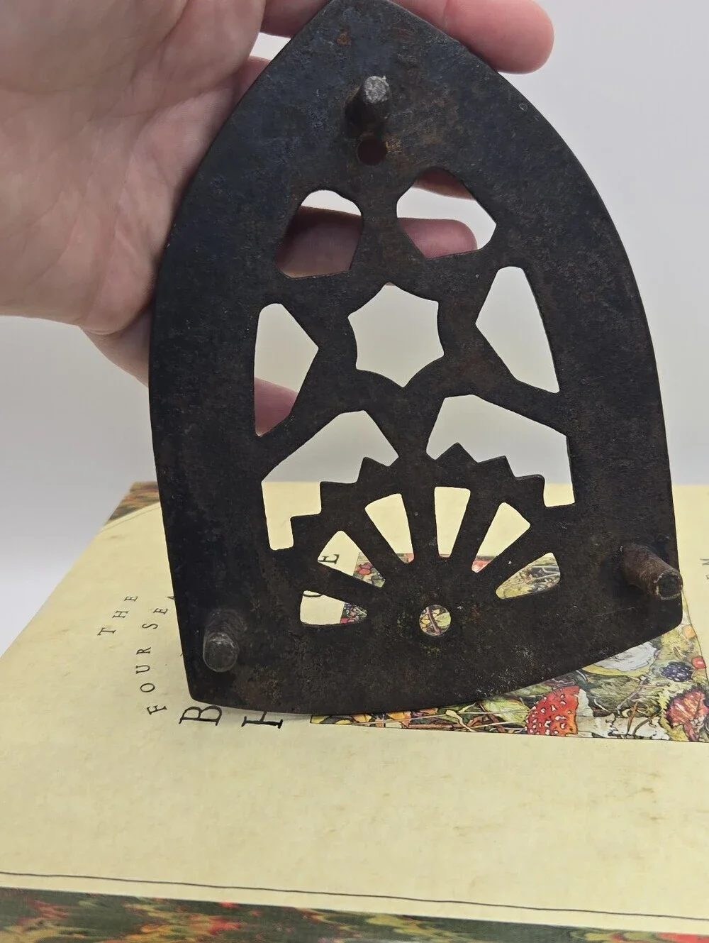 Antique Cast Iron Trivet Manufactured by The Cleveland Foundry Co. in Ohio.